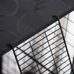 Enclos pour petits animaux, cage à lapin modulable 3 niveaux, 39 panneaux avec  rampes, en métal, 70 x 70 x 105 cm, noir