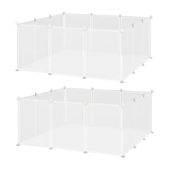 Enclos parc modulable pour petits animaux 12 panneaux pour lapin, hamster, chiot, cochon 105 x 105 x 45 cm blanc
