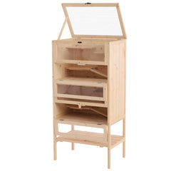Cage pour hamsters souris petits rongeurs multi-niveaux 5 étages 10 plateformes bois de pin 60 x 40 x 120 cm