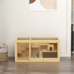 Cage Hamster Habitat pour Rongeurs Souris Plusieurs Niveaux Plateformes Échelle Balançoires 100 x 50 x 50 cm Naturel