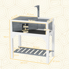 Maison pour tortues terrarium tortue terrestre sur pieds 2 zones toit ouvrant zone interactive 84,5 x 47,5 x 90 cm gris
