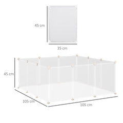 Enclos parc modulable pour petits animaux 12 panneaux pour lapin, hamster, chiot, cochon 105 x 105 x 45 cm blanc