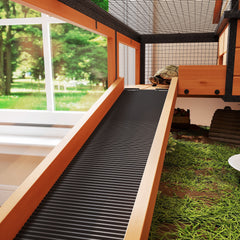 Maison pour tortues à 2 étages 2 chambres fenêtres rampes toit ouvrable et plateau 128 x 63 x 96 cm jaune