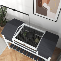 Maison tortue terrestre extérieure enclos tortue 2 niches support de lampe réglable bois massif 122 x 56,5 x 93 cm gris
