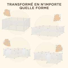 Enclos parc modulable pour petits animaux 12 panneaux pour lapin, hamster, chiot, cochon 105 x 105 x 45 cm blanc