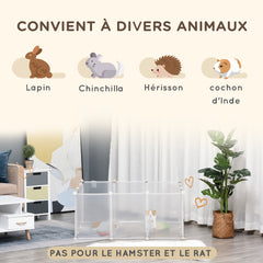 Enclos parc modulable pour petits animaux 12 panneaux pour lapin, hamster, chiot, cochon 105 x 105 x 45 cm blanc