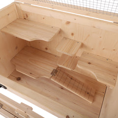 Cage pour hamsters souris petits rongeurs multi-niveaux 5 étages 10 plateformes bois de pin 60 x 40 x 120 cm