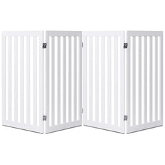 Folding 4-Panel Wood Dog Gate — Indoor Pet Fence, White