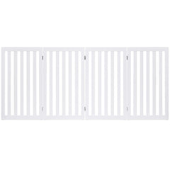 Folding 4-Panel Wood Dog Gate — Indoor Pet Fence, White