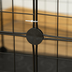 Enclos pour petits animaux, cage à lapin modulable 3 niveaux, 39 panneaux avec  rampes, en métal, 70 x 70 x 105 cm, noir