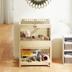 Cage à hamster en bois surélevée avec plateau de rangement couvercle ouvrable 83,2 x 50 x 103 cm effet bois naturel