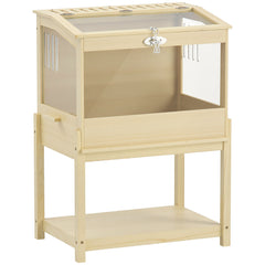 Cage à hamster en bois surélevée avec plateau de rangement couvercle ouvrable 83,2 x 50 x 103 cm effet bois naturel