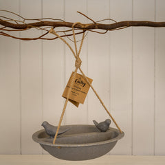 Earthy Straw Hanging Bird Bath And Feeder (27cm)
