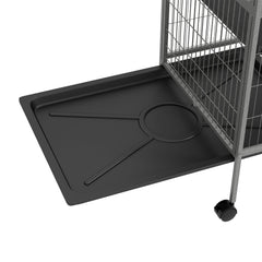 Cage pour rongeurs multifonction 4 plateformes 3 rampes 4 portes dim. 80L x 52l x 159H cm acier gris argenté noir